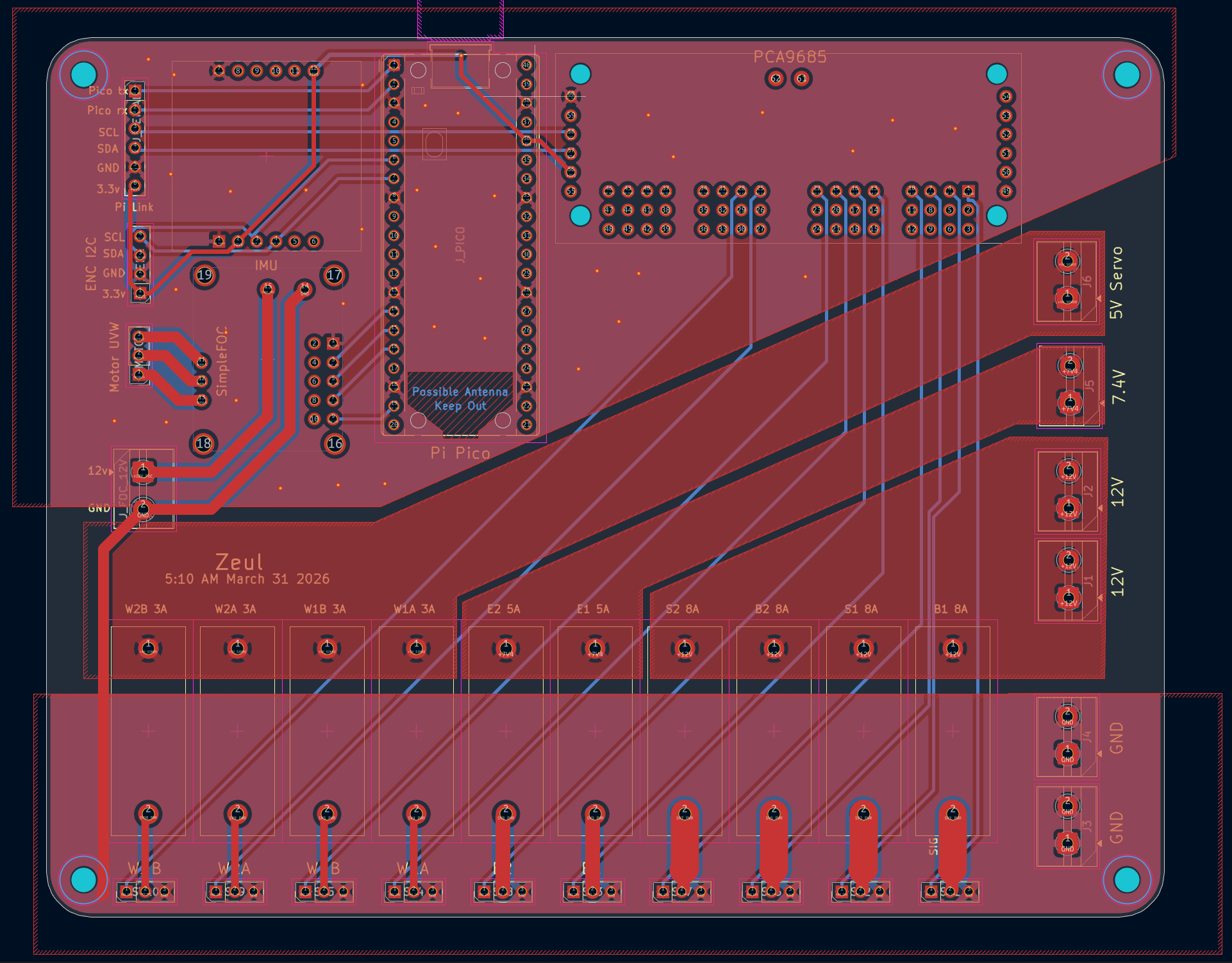 Custom PCB layout, back